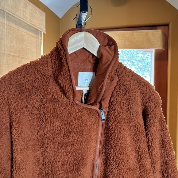 NWT Thread & Supply Wubby Sherpa Moto Jacket Burnt Orange Zip Up Oversized Large - Picture 11 of 11
